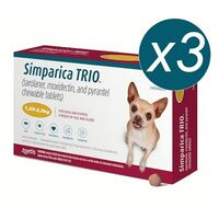 SIMPARICA TRIO CAINI 3 MG (1.25-2.5 KG) - 3 COMPRIMATE MASTICABILE