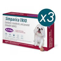 SIMPARICA TRIO CAINI 6 MG (2.5-5 KG) - 3 COMPRIMATE MASTICABILE
