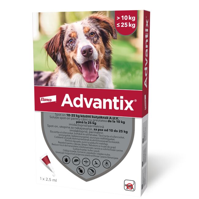 Advantix 250 - Pipeta Antiparazitara Caini (10-25 kg) - 1 Pipeta