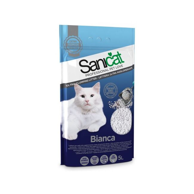 Nisip pentru litiera Sanicat Bianca Ultra Clumping - 5 L