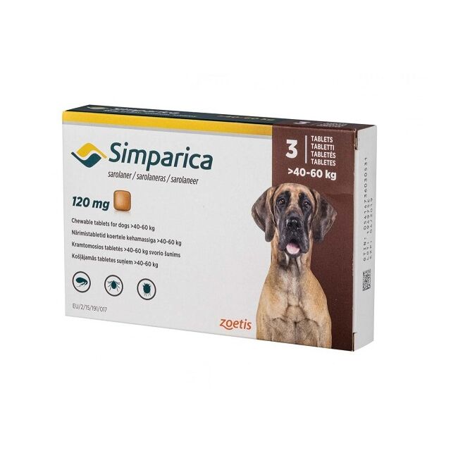 SIMPARICA 120 MG (40-60 KG) - 3 TABLETE