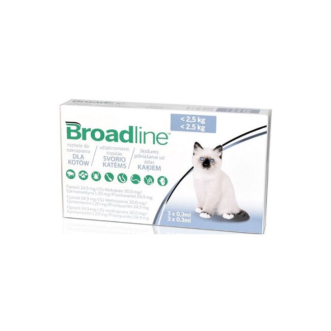 BROADLINE CAT 0.3 ML - Solutie Antiparazitara Spot-On Pentru Pisici (<2,5 Kg) - 1 Cutie - 3 Aplicatoare