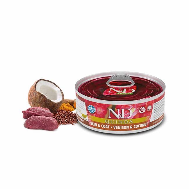 Hrana Umeda Pisici N&amp;D QUINOA Adult – Vanat, Nuca de Cocos 80g