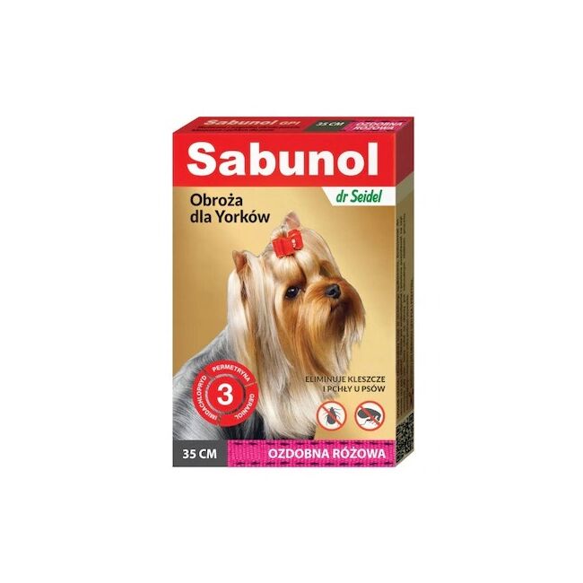 Sabunol Dog GPI, Zgarda Antiparazitara Caini 2-10 kg, Culoare Roz (35cm)