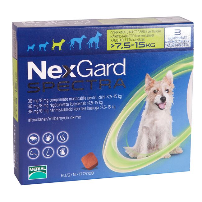 NEXGARD Spectra Dog Caine M (7.5-15 Kg) - 3 Comprimate