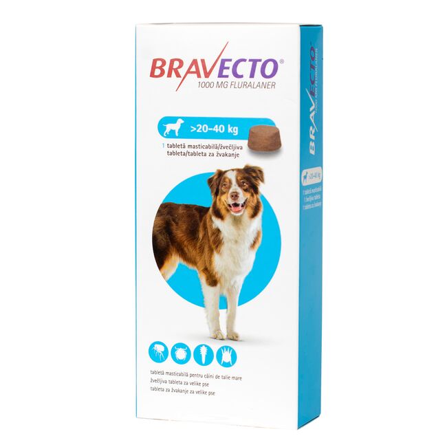 Bravecto 1000 mg (20 - 40 Kg) - 1 Comprimat Masticabil