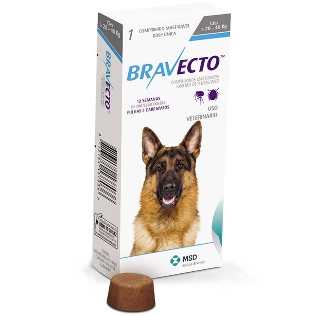 Bravecto 1000 mg (20 - 40 Kg) - 1 Comprimat Masticabil