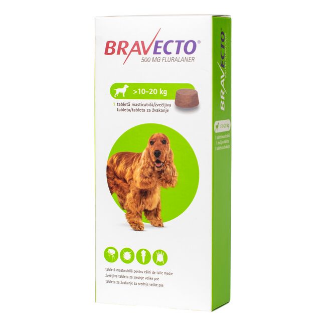 Bravecto 500 mg (10 - 20 Kg) - 1 Comprimat Masticabil