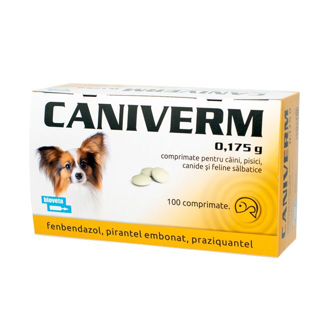 CANIVERM PALATABIL 0.175 G - 10 TABLETE (PISICI SI CAINI DE TALIE MICA)