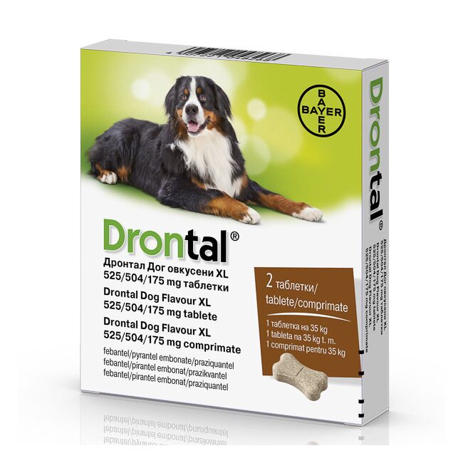 Drontal Dog Flavour XL 525/504/175 mg x 2 Tablete - 1 cutie