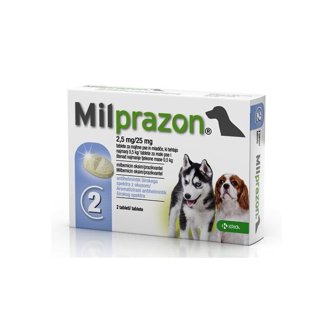 MILPRAZON CAINE 2.5MG/25MG (<5KG) X 2 TABLETE