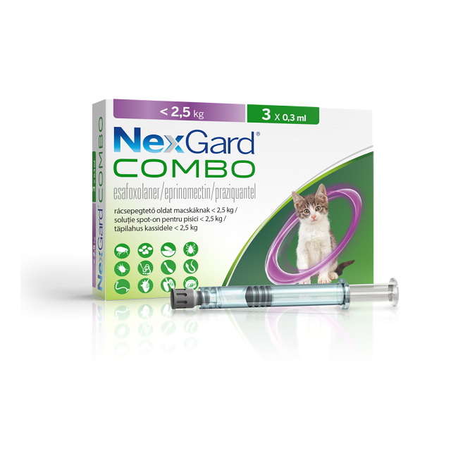 NEXGARD COMBO S CAT PISICI SOLUTIE SPOT-ON (SUB 2.5 KG) - 3 PIPETE