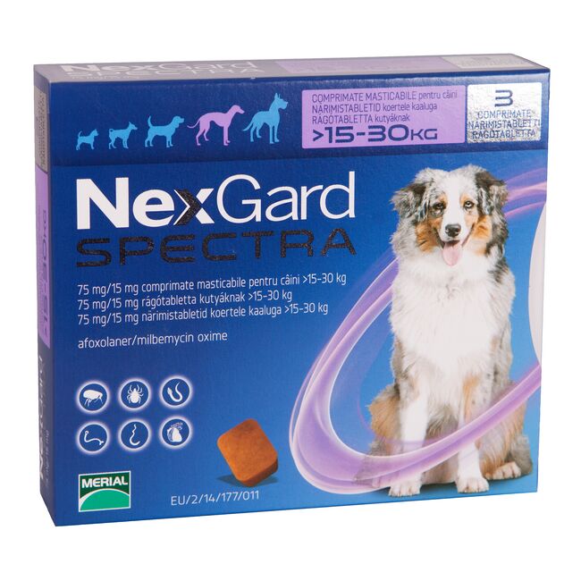NEXGARD Spectra Dog Caine L (15-30 Kg) - 3 Comprimate