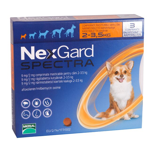 NEXGARD Spectra Dog Caine XS (2-3.5 Kg) - 3 Comprimate
