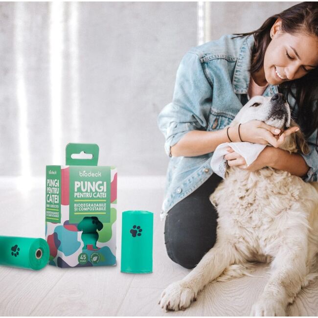 SACULETI BIODEGRADABILI PENTRU CATEI BIODECK - 3 ROLE - 15 BUC/ROLA (45 BUC)