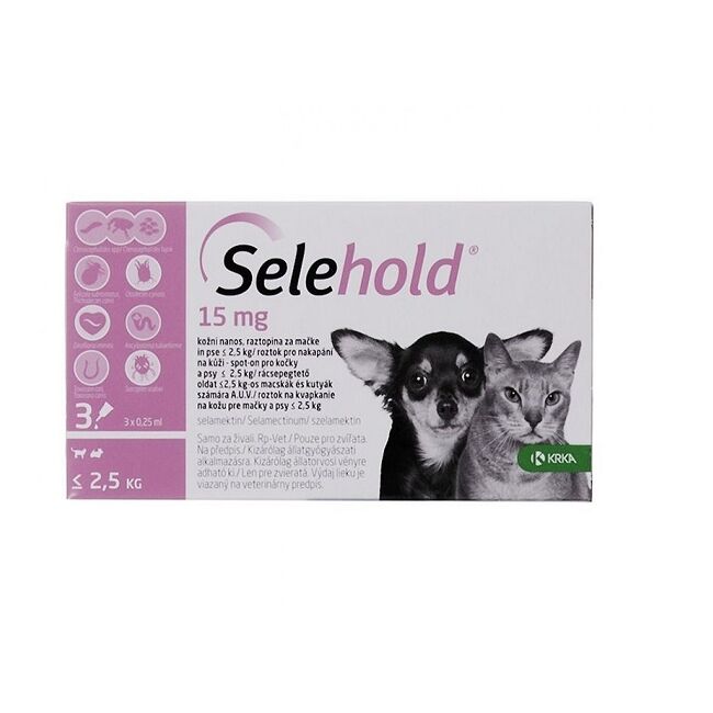 SELEHOLD SPOT ON PUPPY &amp; KITTEN 15 MG / ML (< 2.5 kg) 3 PIPETE x 0.25 ML