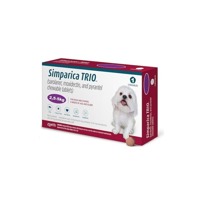 SIMPARICA TRIO CAINI 6 MG (2.5-5 KG) - 1 COMPRIMAT MASTICABIL