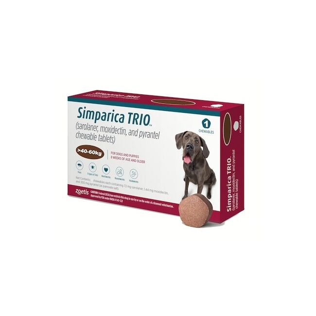 SIMPARICA TRIO CAINI 72 MG (40-60 KG) - 1 COMPRIMAT MASTICABIL